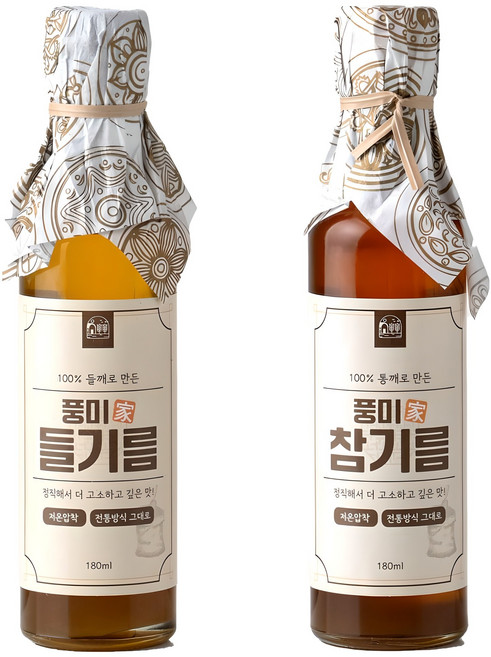 저온압착 풍미가 참기름 + 들기름 세트, 참기름180ml+들기름180ml, 1개, 180ml