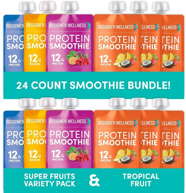 Designer Wellness 디자이너웰니스 프로틴 스무디 슈퍼 프루트 트로피컬 프루트 버라이어티 팩 120g 24팩 - 쿠팡