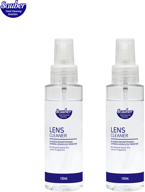 [자우버] 렌즈클리너 스프레이 100ml 2개 극세사천 포함 액정클리너 안경닦이 휴대폰