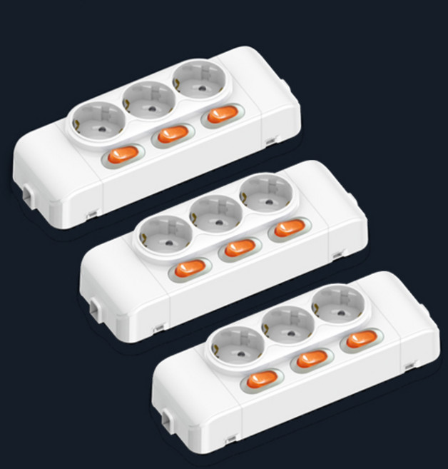현대일렉트릭 난연 개별 노출 3구 콘센트 KS인증, 3개