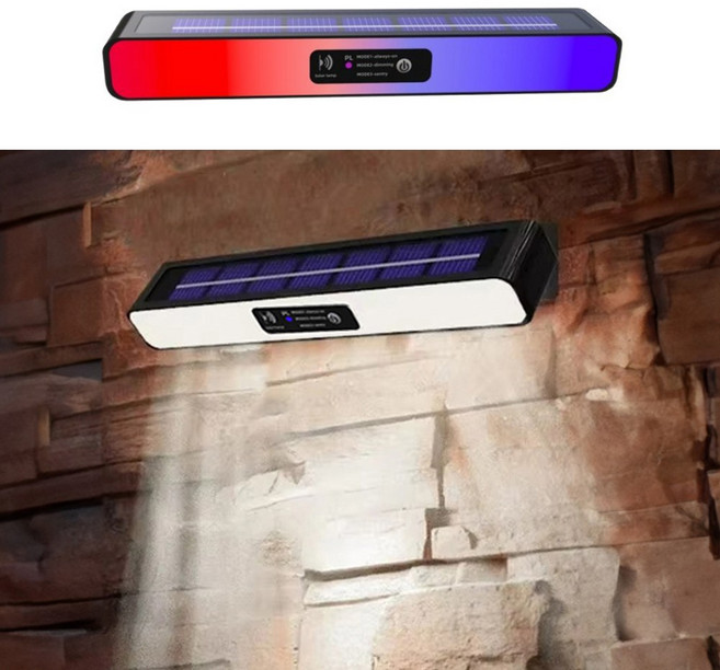 HK sell 탈론 태양광 경광 LED 조명 전기없는 야외등 벽걸이형 3가지모드 경고등, 화이트