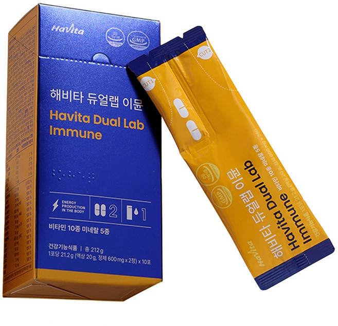 해비타 듀얼랩 이뮨 올인원 종합 비타민 마시는 액상 직장인 여행용 영양제, 1박스, 10회분