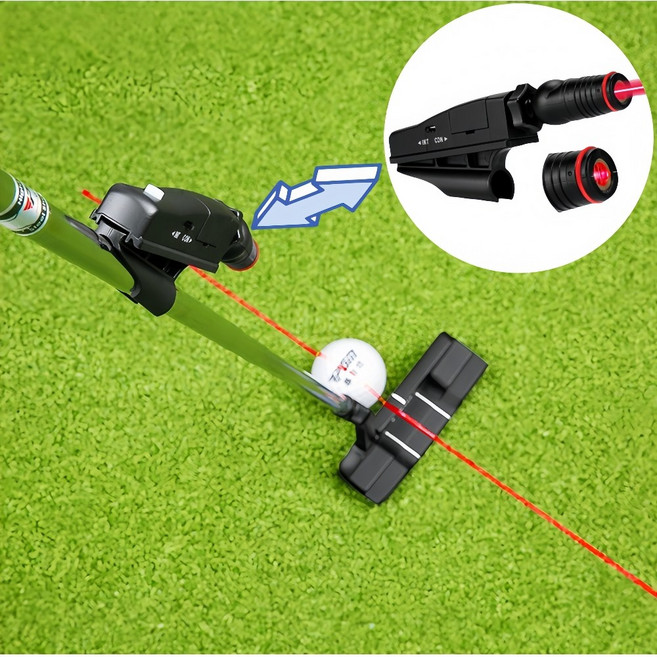 골프 레이저 퍼팅 스트로크 퍼터 교정기 자동 10초 OFF 연속 발광, 1개, 흑색