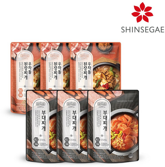 [신세계푸드] 호텔컬렉션 에센셜 찌개 6팩 (부대3+된장3), 단품, 450g