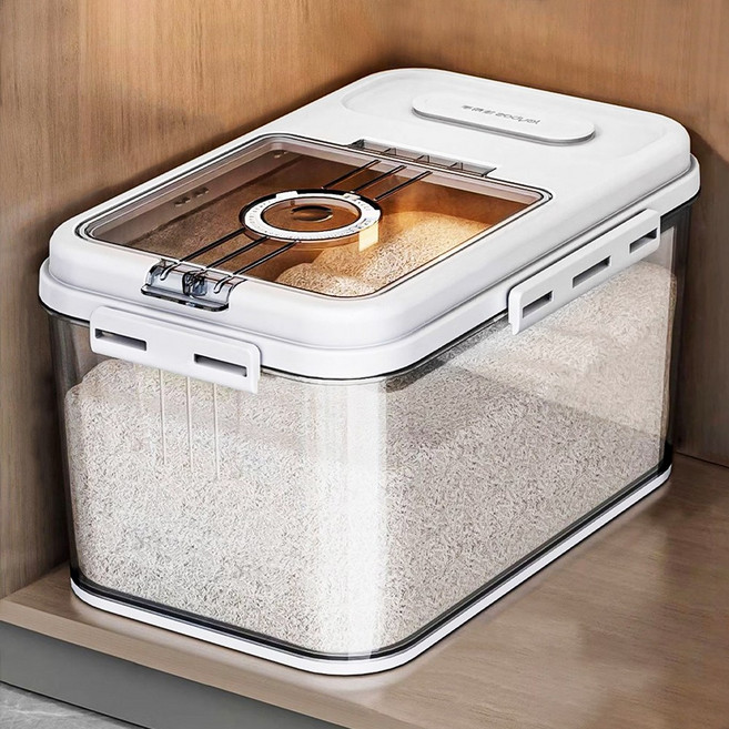 Qiaokao 마그네틱 커버형 플라스틱 쌀통, 1개, 화이트