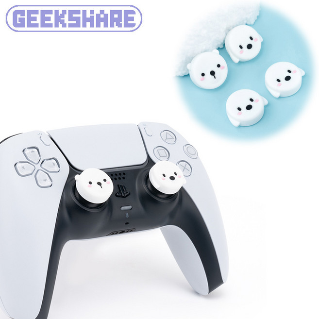 긱쉐어 컨트롤러 캐릭터 스틱 커버 PS 플스 4 5 세대 듀얼 쇼크 센스 엑박 패드 XBOX 프로콘 캡, 긱쉐어 캐릭터 스틱커버(PS/XBOX), 흰 강아지&곰(PS/XBOX), 1개
