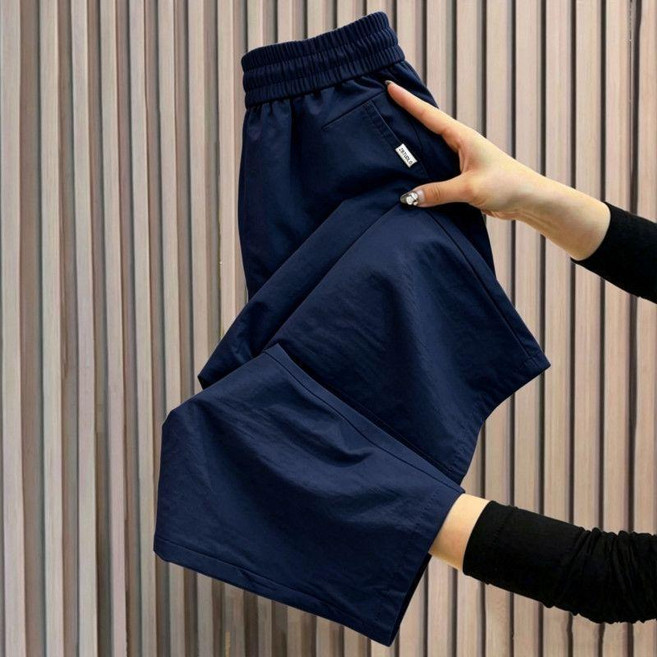 Qurora 冰絲高腰九分哈倫褲女 夏季新款時尚百搭休閒寬鬆薄款