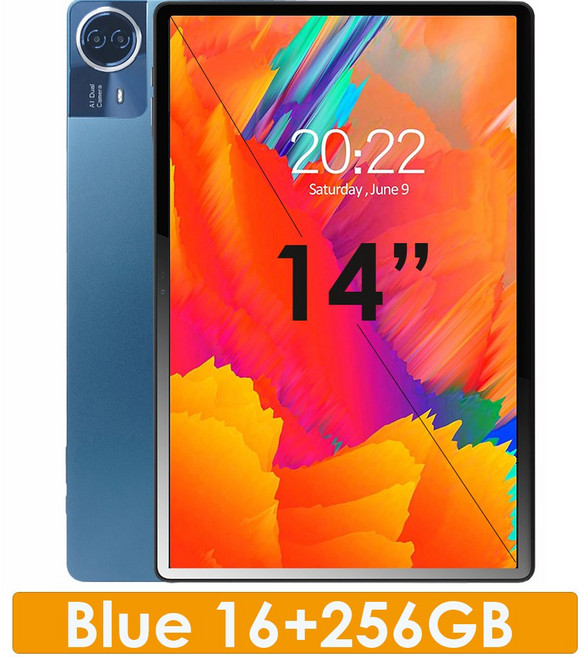 2025 슈퍼 대형 스크린 14 인치 태블릿 Pc 16GB 512GB 안드로이드 옥타 코어 4G SIM 전화 통화 GPS 5G WiFi 12000mAh, [04] Official Standard, [20] Blue- 16GB 256GB