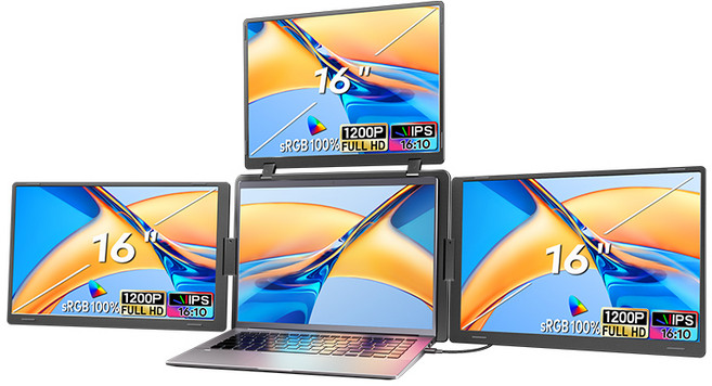 에스앤코 노트북 트리플모니터 플립형 포터블 보조모니터, S788 Pro, 40.64cm