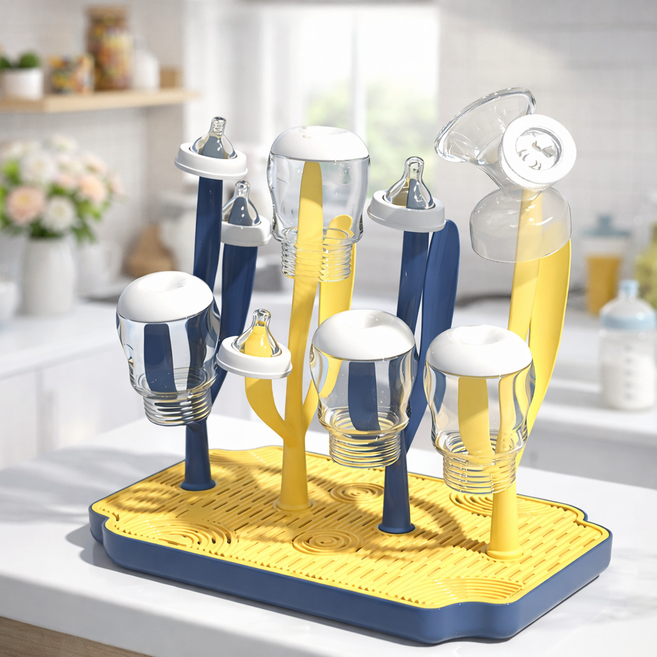 보넬티 깔끔건조 위생보관 젖병 건조대, 옐로우, 단품