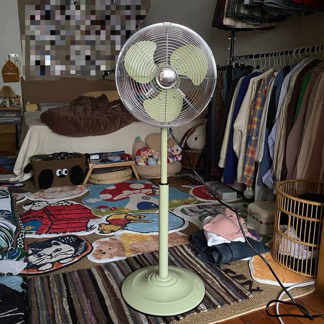 빈티지 스탠드 선풍기 엔틱 옛날 레트로 카페 사무실, 12인치 스탠드팬-연녹색 실버커버, 기본 모델명/품번