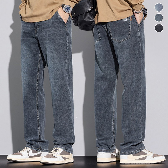 wassup 남자 청바지 빈티지 워싱 봄여름용 일자핏 데일리 캐주얼 데님팬츠