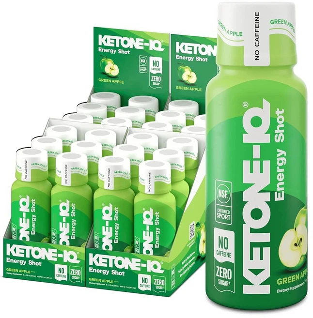 케톤-IQ 카페인 없는 외인성 케톤 에너지 샷 - 10g 케톤이 함유된 24팩 무설탕, Green Apple, 59ml - 쿠팡