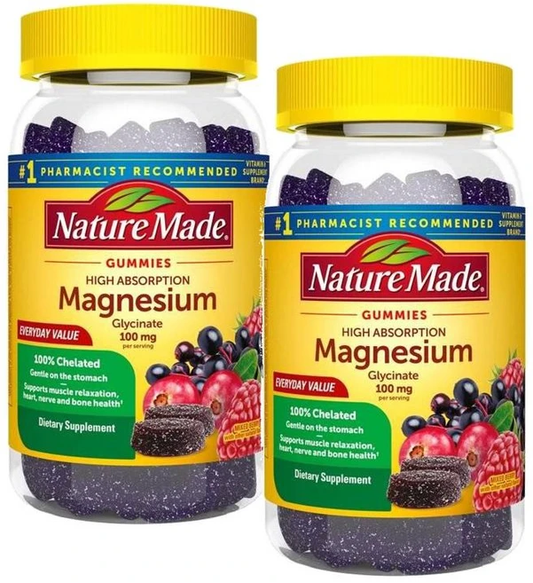 네이처메이드 마그네슘 글리시네이트 100mg 구미 젤리 Nature Made Magnesium Glycinate Gummies, 2개, 50정 - 쿠팡