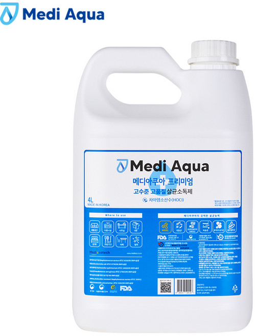 메디아쿠아 프리미엄 살균 소독제 당일발송, 4L, 1개