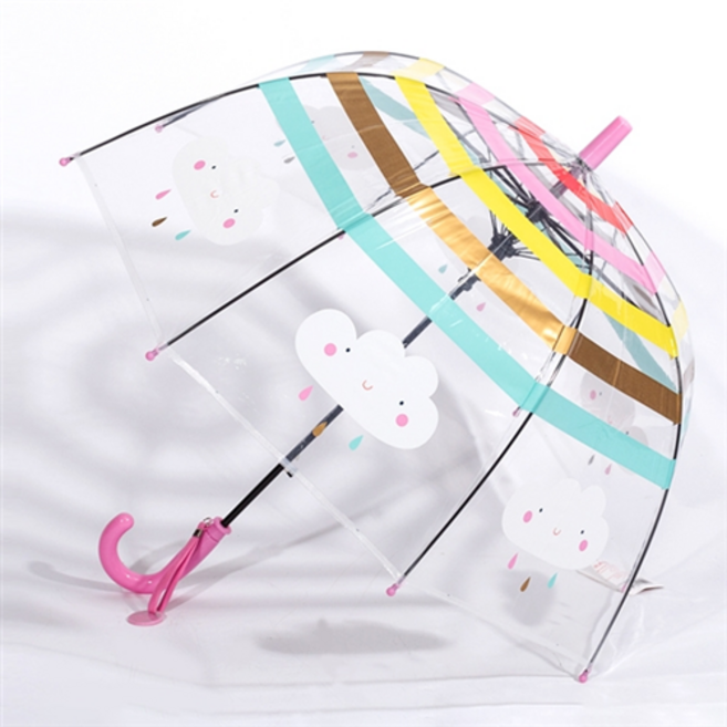 렌코리아 아동 돔형 스마일 구름 투명우산 비닐우산
