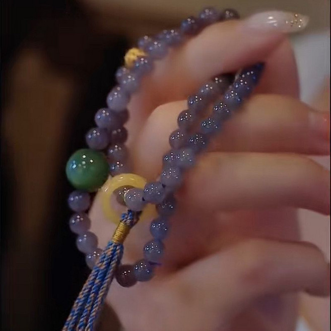 文玩手串 紫羅蘭6mm煙紫雙圈手鍊女款手串