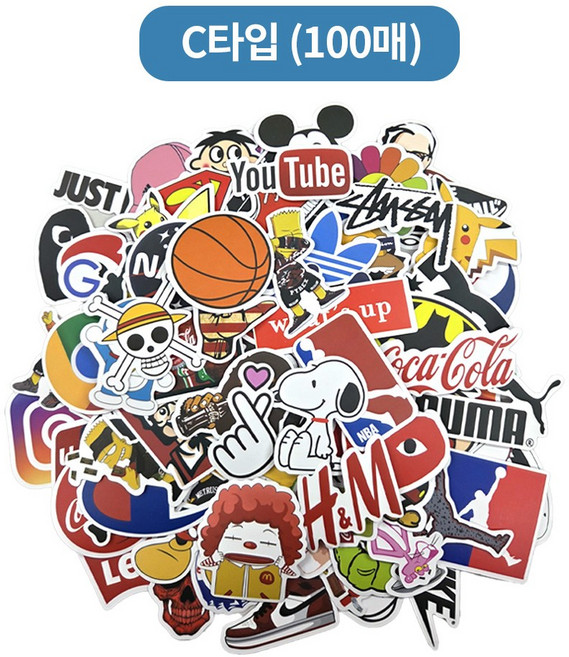 커티스 방수 프리미엄 DIY 스티커 패드 캐리어 노트북 캠핑 여행용 핸드폰 캠핑용품, C set, 100개