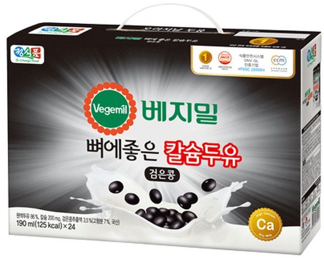 베지밀 뼈에좋은 칼슘 두유 검은콩 190mlx24개, 190ml