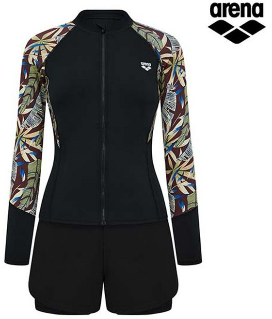 아레나 리프 레저 집업 래쉬가드 세트 A4BL1PS13BLK