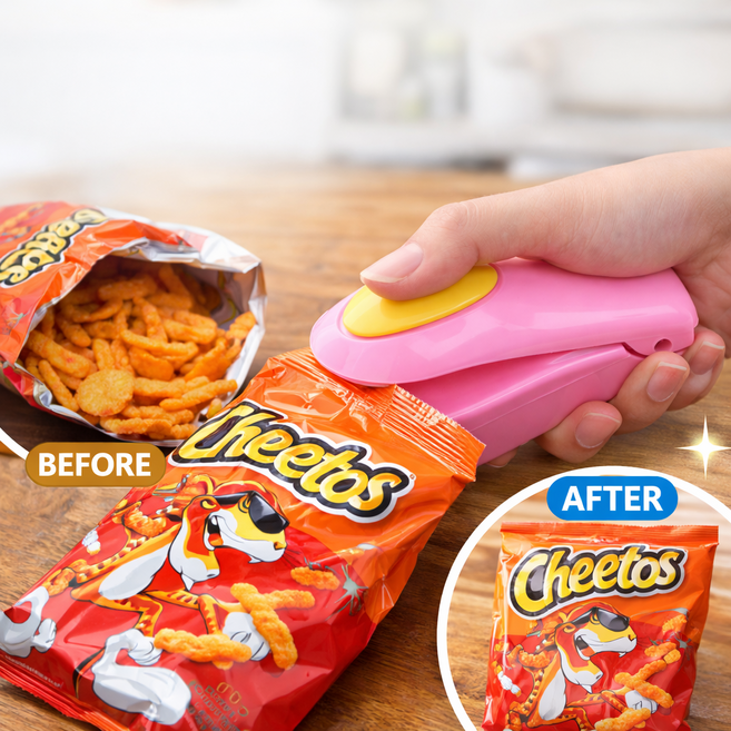 앤룸 휴대용 미니 실링기 봉지 과자 밀봉기 가정용 실링기 건전지형, 1개, 랜덤