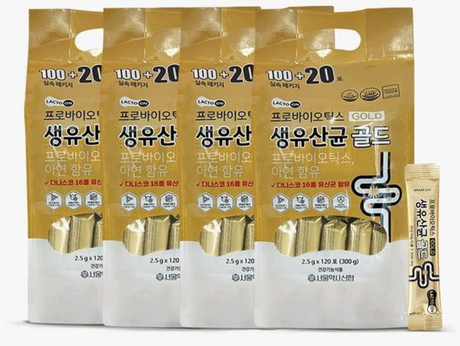 본사직영서울약사신협락토온 프로바이오틱스 생유산균 골드 120포 4세트(16개월분), 4세트, 120정