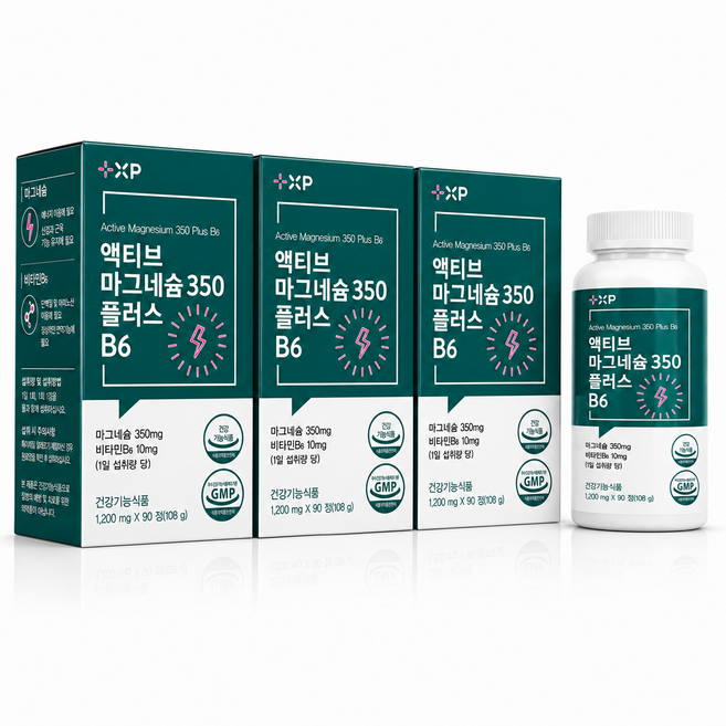 근육 신경 이완 에 먹는 흡수 좋은 산화 글루콘산 복합 마그네슘 Mg350 B6 영양제 알약 정, 3개, 90정