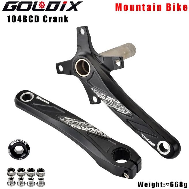 크랭크암 GOLDIX 104BCD 넓고 좁은 자전거 크랭크 셋 170/175mm 원형/타원형 체인 링 32T/34T/36T/38T, 175mm, Only crank, 1개