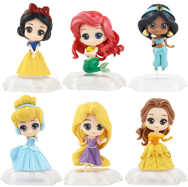 CAVORT 클립인형 디즈니프린세스인형 엘사 안나, 공주 피규어 6종세트, 1세트