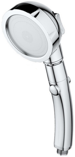 위시앤겟 3단조절 수압 샤워기 헤드 온오프, 1개, 실버