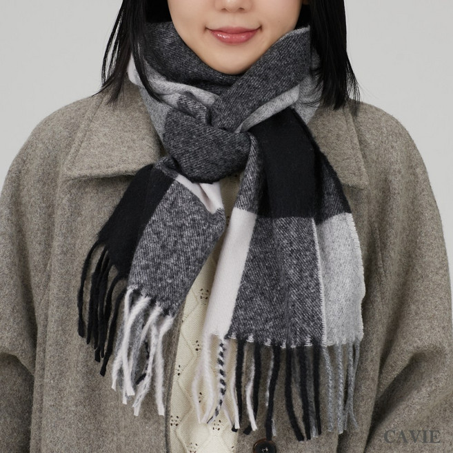 카비에 남녀공용 포근 체크목도리 겨울 부드러운머플러