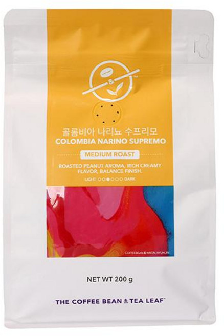 커피빈 콜롬비아 나리뇨 수프리모 원두, 홀빈(분쇄안함), 200g, 1개