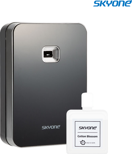 스카이원 방향제 자동 분사기 블랙 + 리필액, 1세트, 210ml, 코튼블라썸