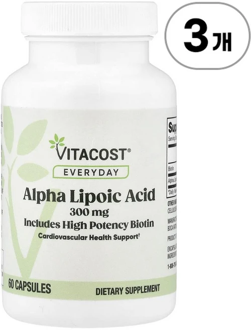 비타코스트 에브리데이 알파 리포산 Vitacost Everyday Alpha Lipoic Acid 60정, 3개 - 쿠팡