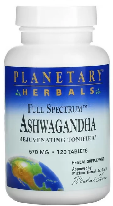 Planetary Herbals 플래너터리허벌스 풀 스펙트럼 아슈와간다 570mg 120정 Ashwagandha 칼슘, 1개 - 쿠팡