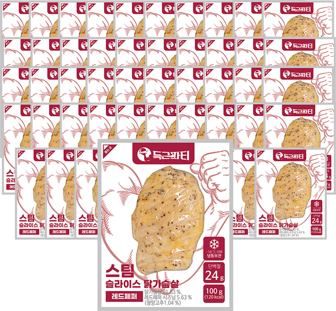 득근파티 슬라이스 닭가슴살 레드페퍼, 50개, 100g