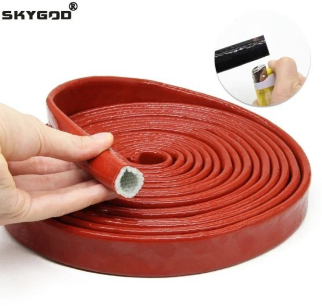 고온 방지 유리 섬유 튜브 실리콘 코팅 땋은 내화 슬리브 난연 케이싱 파이프, 03 1 Meter, 05 4mm, 02 빨간