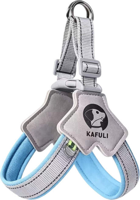 KAFULI 狗狗胸背牽引繩帶 工字型防脫小型犬法斗, 1個, 藍色單胸背不含牽引繩S8斤12斤體重僅供參考