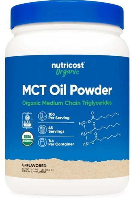 Nutricost 너트리코스트 유기농 MCT 오일 파우더 1LB - USDA 인증 케토 케토시스 및 케토제닉 다이어트에 적합 제로 넷 탄수화물 중쇄 트리글리세리드, 1개, 454g - 쿠팡
