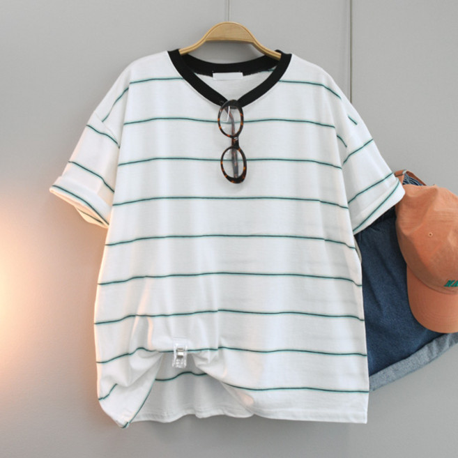 달콩 셔플단가라박스반팔티 스트라이프 오버핏 여름신상