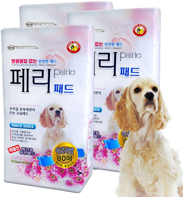와우한빛 강아지 페리 배변패드 아로마향 50매, 80개입, 3개