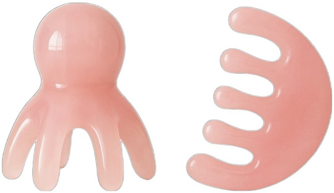 GLOWSHA 1+1 문어괄사 빗 괄사마사지기 두피마사지 두피괄사 2종세트 혼합색상 1세트, 1개