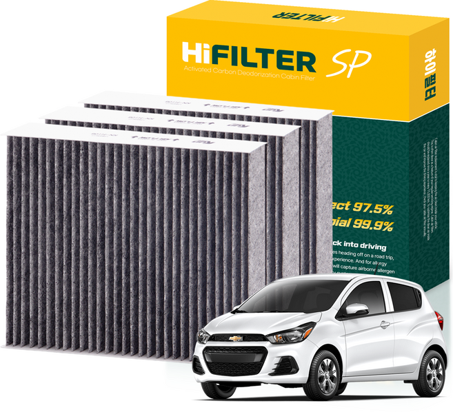 하이필터 쉐보레 스파크 활성탄 자동차 에어컨필터, 3개, 더 뉴 스파크 (4세대 M400) HI-H008