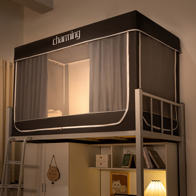 [시스슈] 싱글침대 커튼 사계절 난방텐트 사각모기장 일체형 침실 1인용 암막커튼실내 텐트