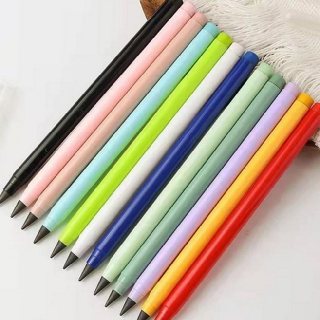 슬림형 반영구 무한연필 깎지않는 무제한 연필심 지우 지우개 만년필, 블랙