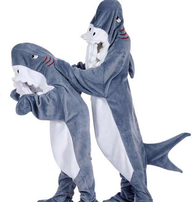 JUSTFEELING 귀여운 동물잠옷 홈웨어 극세사 수면잠옷 일체형 상어잠옷 파티 파자마