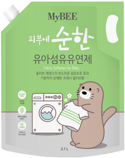 마이비 피부에 순한 유아 섬유유연제 프레쉬올리브향 리필, 4개, 2.1L