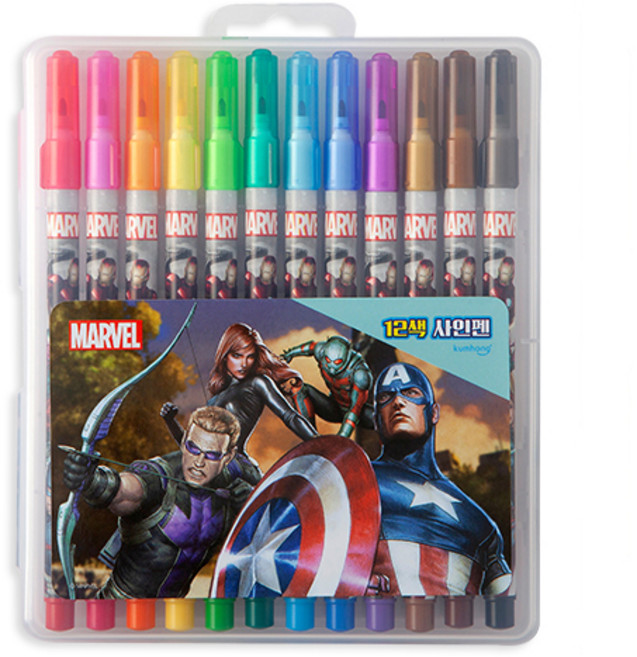 디즈니 어벤저스ver.2 남아용12색사인펜, 1개, 12색