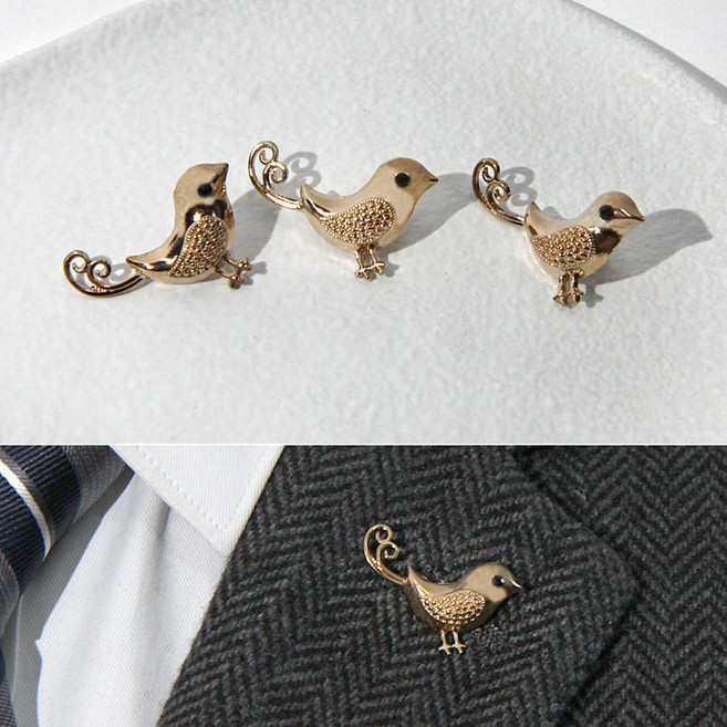 [아재리노] 꼬리새 배지 브로치 정장 뱃지