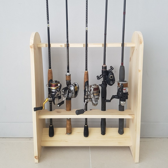 우드팟 원목 낚시대 거치대 스탠드형 5구